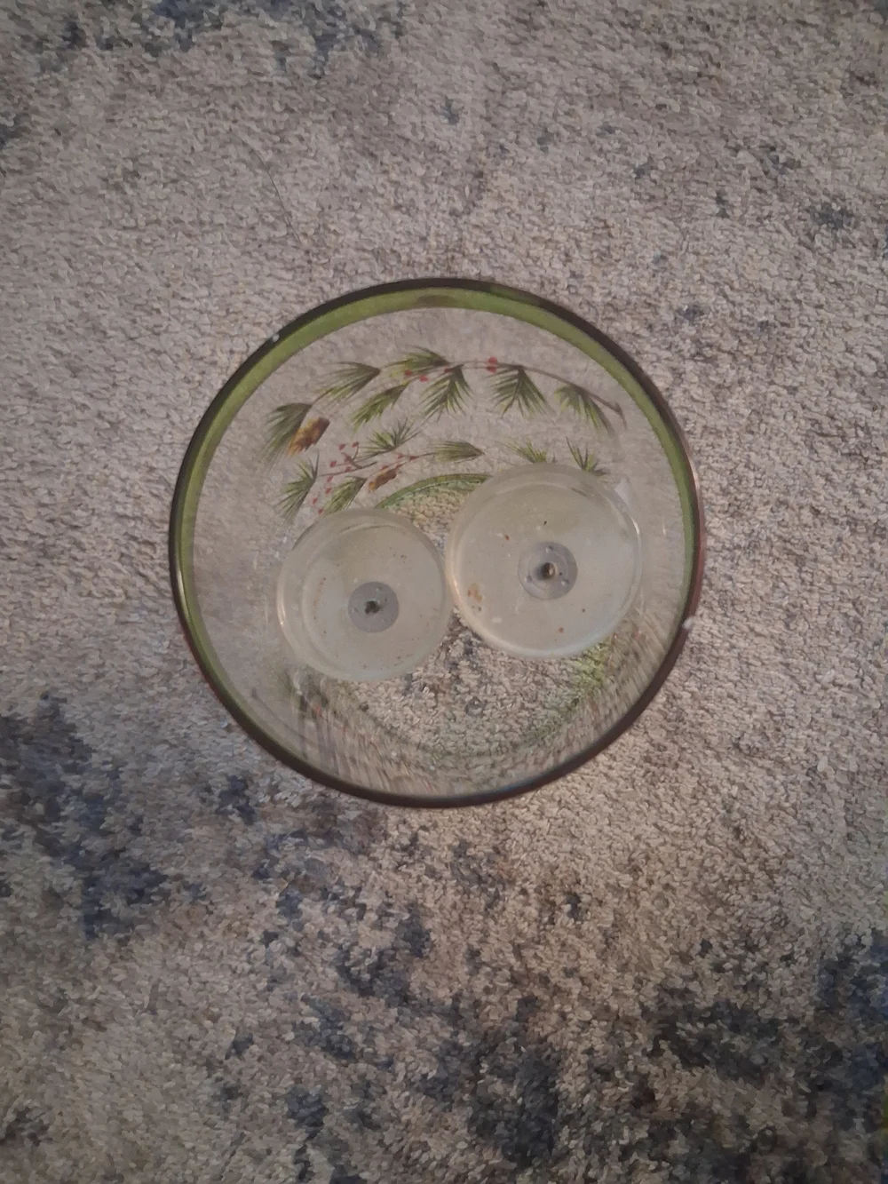 Pine Needle Glass Candle Holder in Green